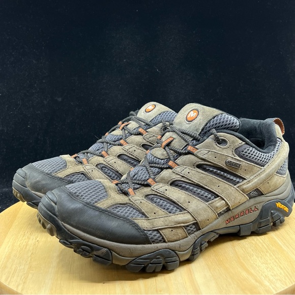 Merrell Men Moab 2 Waterproof Hiking Shoes Walnut Suede, Leather & Mesh Size 12 - Picture 2 of 11